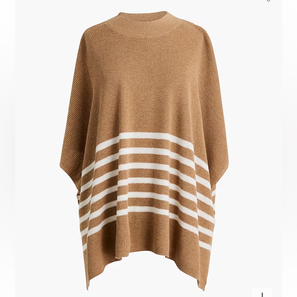 J. Crew Tan and White Striped Poncho